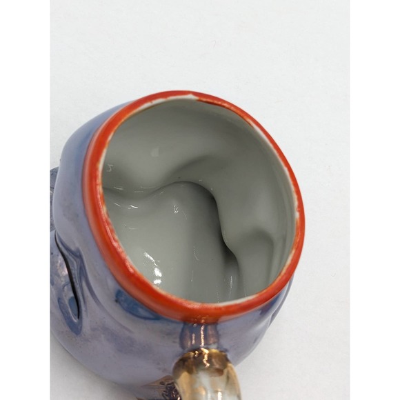 Japanese Bonzo Dog Fu Blue Lusterware Sugar Creamer Hand Painted Anthropomorphic - Picture 8 of 13